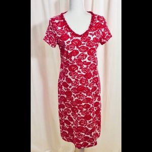 TALBOTS Pink and White T-Shirt Knit Dress